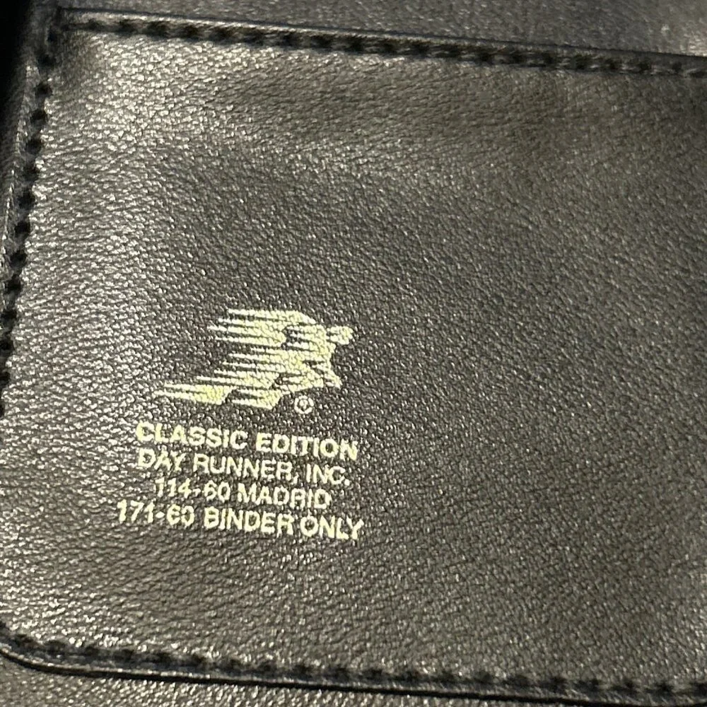 Leather Day Runner Classic Edition Planner 3-Ring Binder Black W/paper Vintage